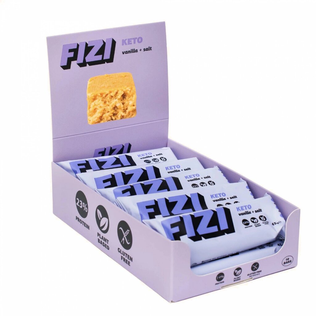 Батончики протеїнові FIZI Keto Protein Bar 10x45 g (1086-2022-10-2479) від компанії Придбай - фото 1