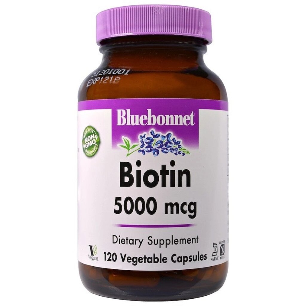 Біотин (B7) 5000 мкг Bluebonnet Nutrition 120 вегетаріанські капсули від компанії Придбай - фото 1