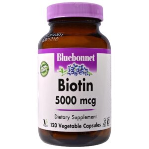 Біотин (B7) 5000 мкг Bluebonnet Nutrition 120 вегетаріанські капсули