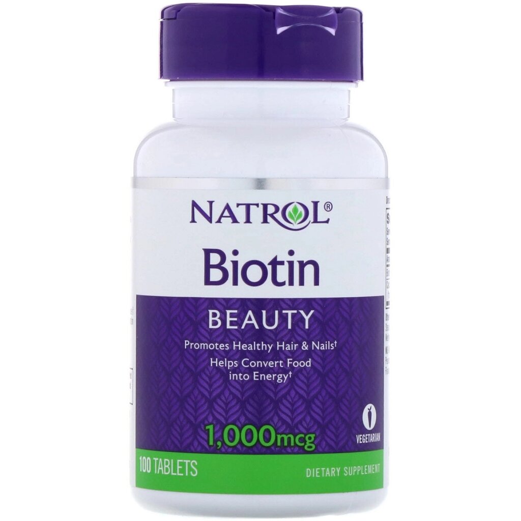 Біотин, Biotin, Natrol, 1000 мкг, 100 пігулок від компанії Придбай - фото 1