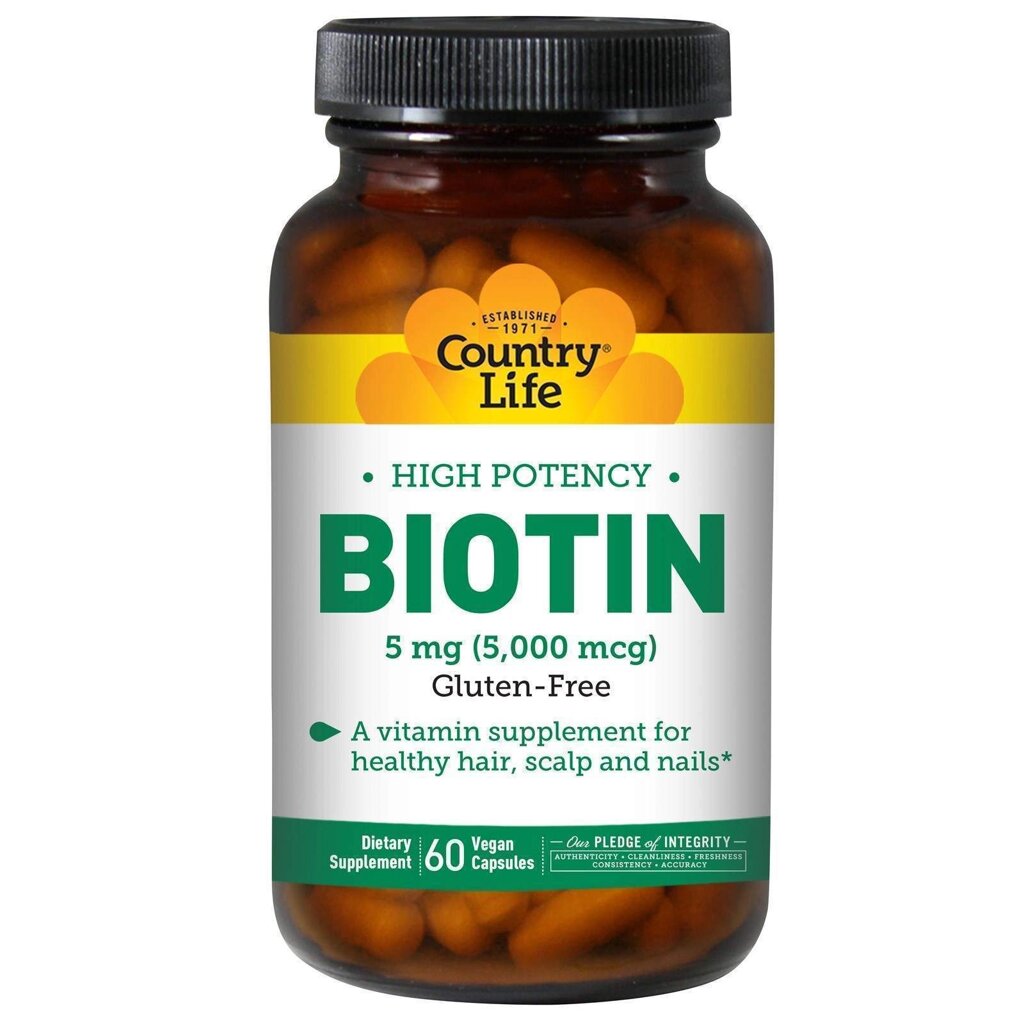 Біотин Country Life High Potency Biotin 5 mg 60 Caps від компанії Придбай - фото 1