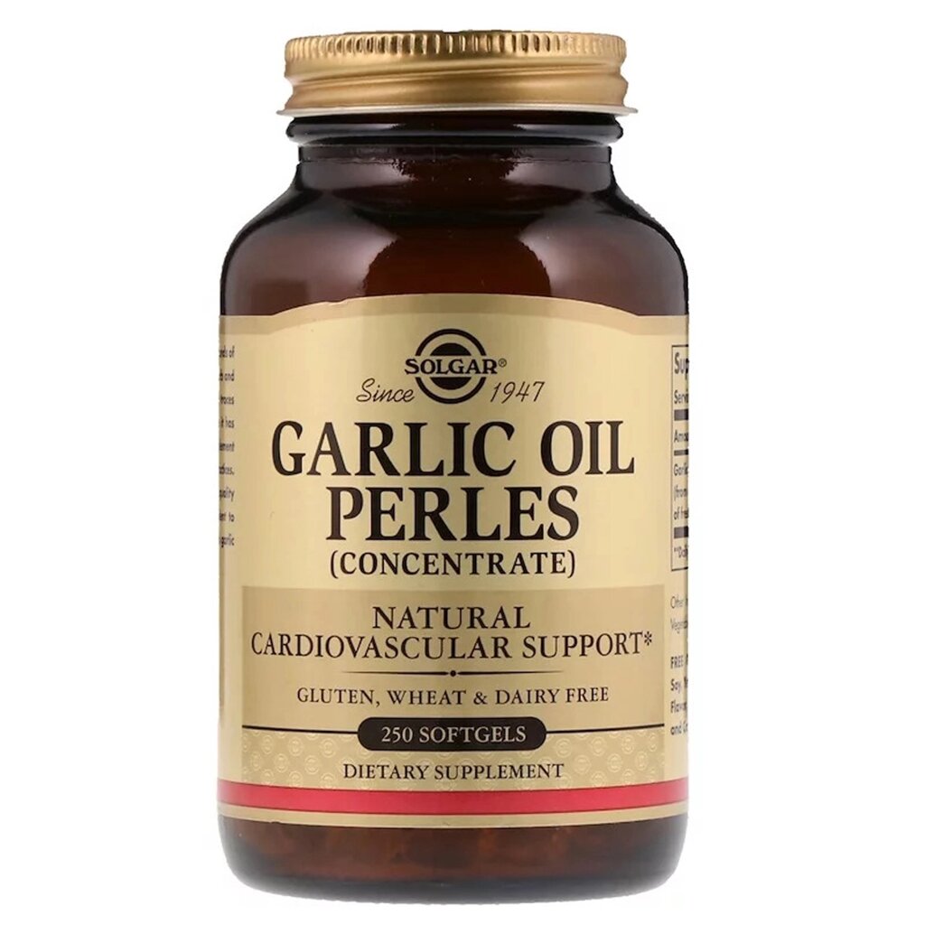 Часникова олія, Garlic Oil Perles Concentrate, Solgar, 250 гелевих капсул від компанії Придбай - фото 1