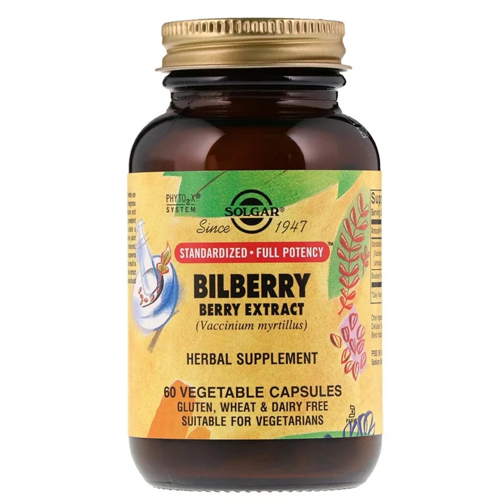 Чорниця Екстракт, Bilberry Berry Extract, Solgar, 60 вегетаріанських капсул від компанії Придбай - фото 1