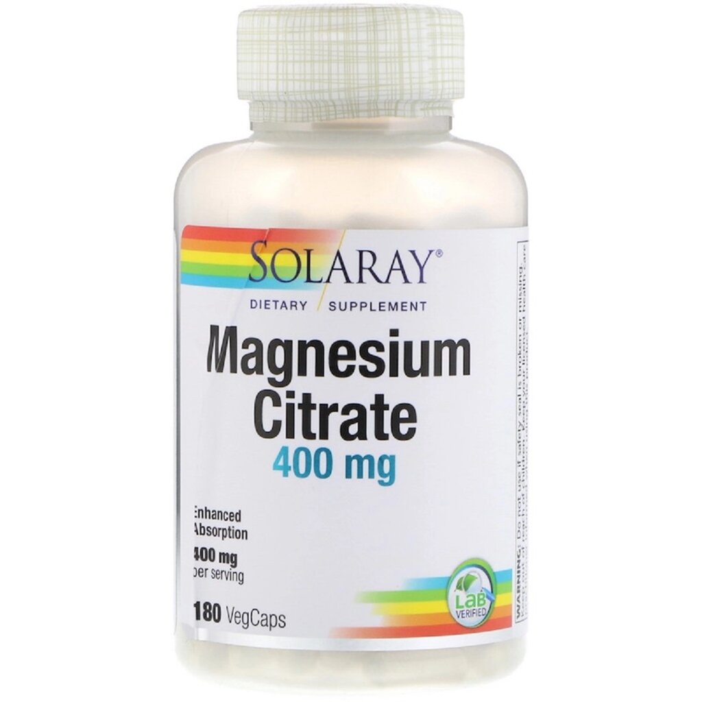 Цитрат Магнію, 400 Мг, Magnesium Citrate, Solaray 180 Капсул від компанії Придбай - фото 1