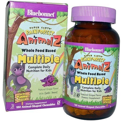 Дитячі вітаміни Animalz Multiple Bluebonnet Nutrition 180таб Виноград (36393076) від компанії Придбай - фото 1