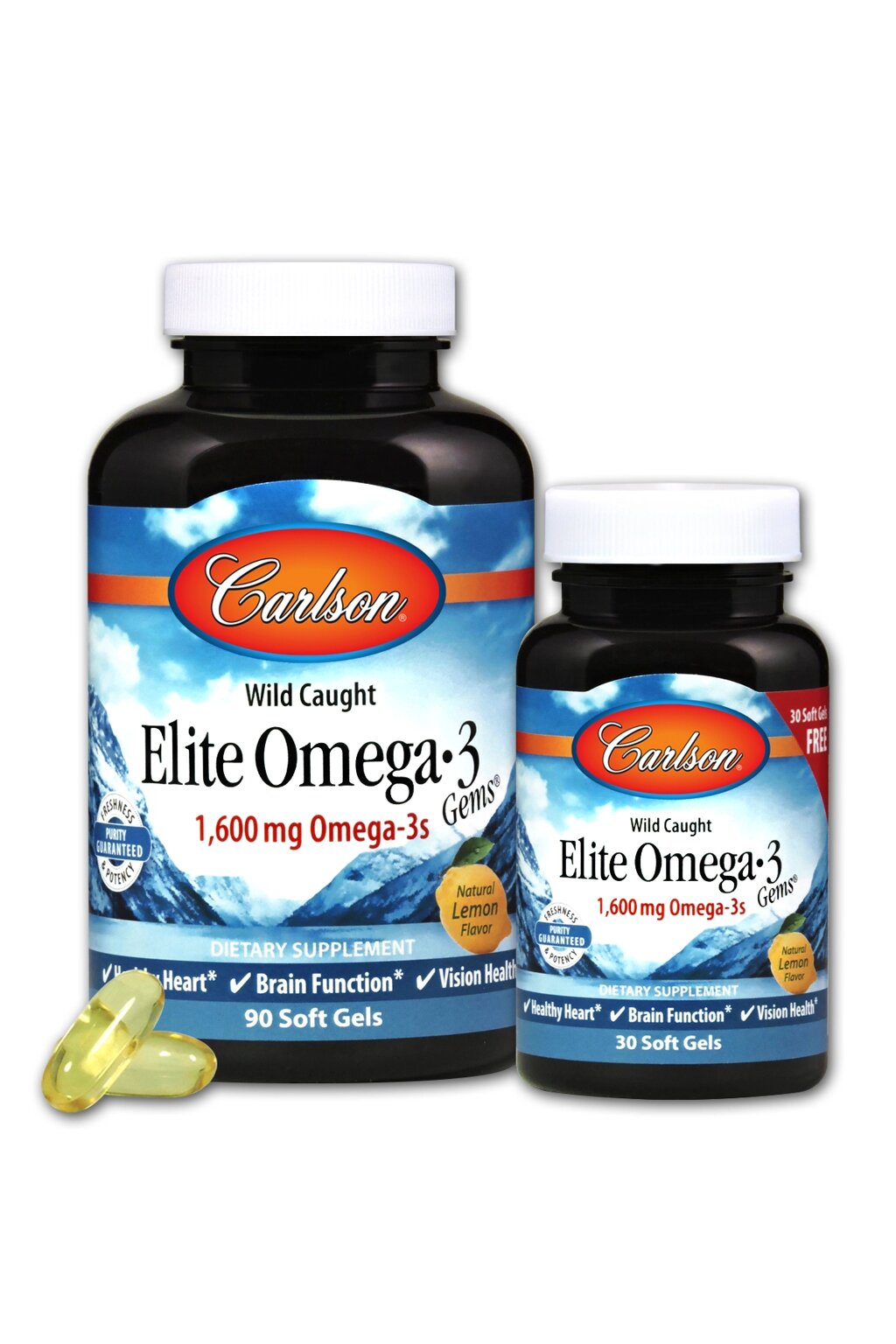 Elite Omega-3 Gems Carlson 90+30 желатинових капсул Смак Лимона від компанії Придбай - фото 1