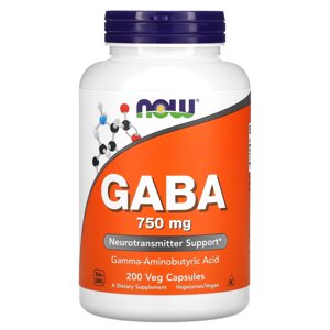 Гамма-аміномасляна кислота ГАМК GABA Now Foods 750 мг 200 капсул