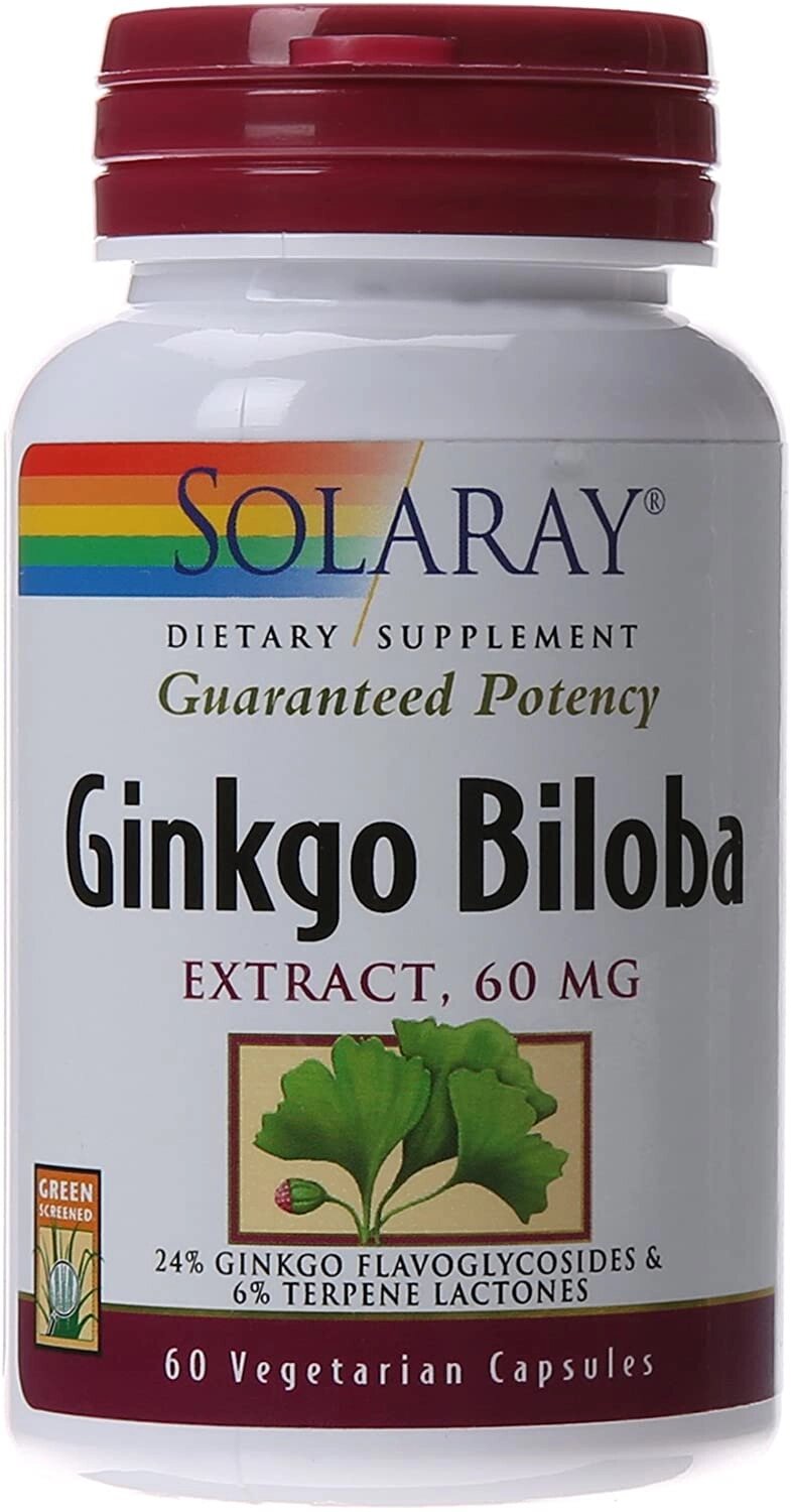 Гінкго білоба Ginkgo Biloba Leaf Extract Solaray 60 мг 60 вегетаріанських капсул від компанії Придбай - фото 1