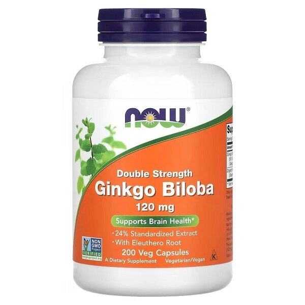 Гінкго Білоба Now Foods Ginkgo Biloba Double Strength 120 mg 200 Veg Caps від компанії Придбай - фото 1