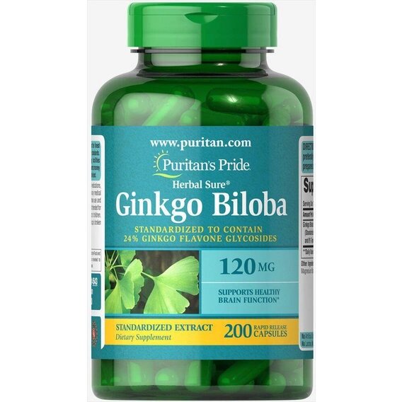 Гінкго Білоба Puritan's Pride Ginkgo Biloba Standardized Extract 120 mg 200 Caps від компанії Придбай - фото 1