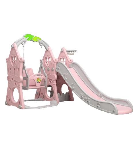 Гірка-Гойдалка з баскетбольним кільцем BabyPlayPen 3 в 1 Унісекс 1348514518 201*145*120 Рожевий від компанії Придбай - фото 1