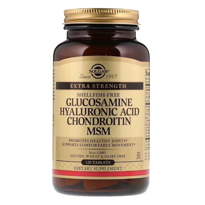 Глюкозамін гіалуронова хондроїтин ЧСЧ Glucosamine Hyaluronic Acid Chondroitin MSM Solgar 120 таблеток від компанії Придбай - фото 1