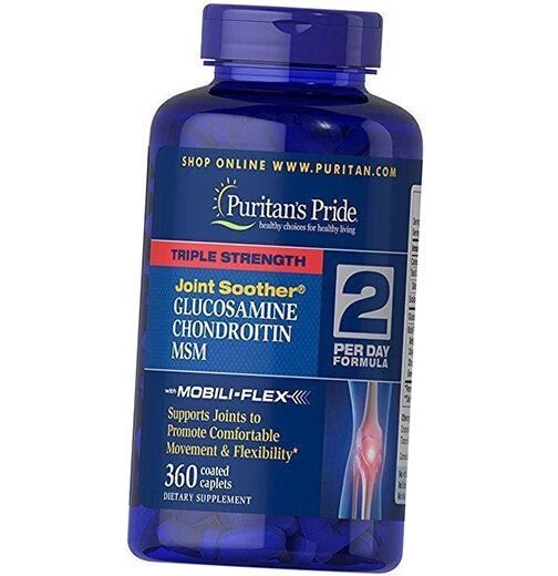 Глюкозамін Хондроїтин ЧСЧ Triple Strength Glucosamine Chondroitin and MSM Puritan's Pride 360каплет (03367009) від компанії Придбай - фото 1