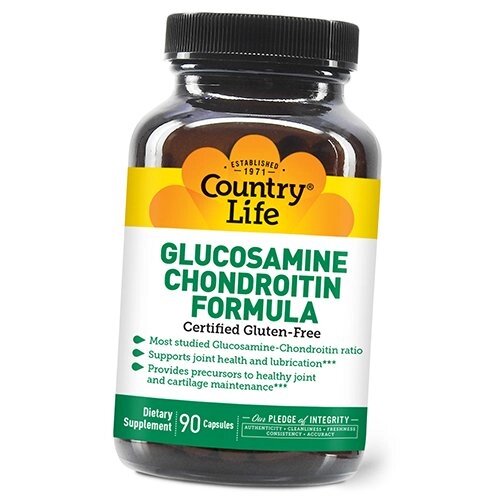 Глюкозамін Хондроітін Комплекс Glucosamine & Chondroitin Formula Country Life 90капс (03124001) від компанії Придбай - фото 1