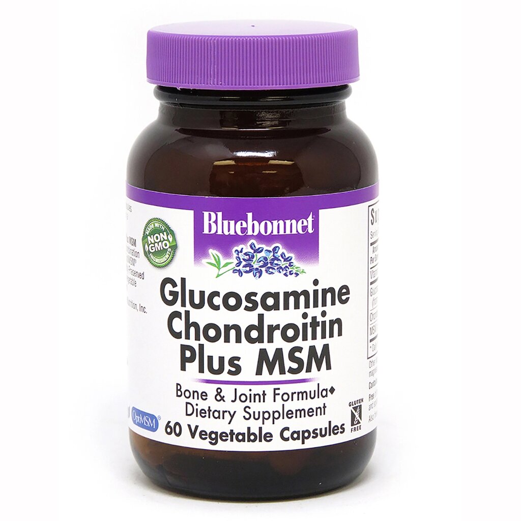 Глюкозамін & Хондроітін & МСМ Bluebonnet Nutrition 60 рослинних капсул від компанії Придбай - фото 1