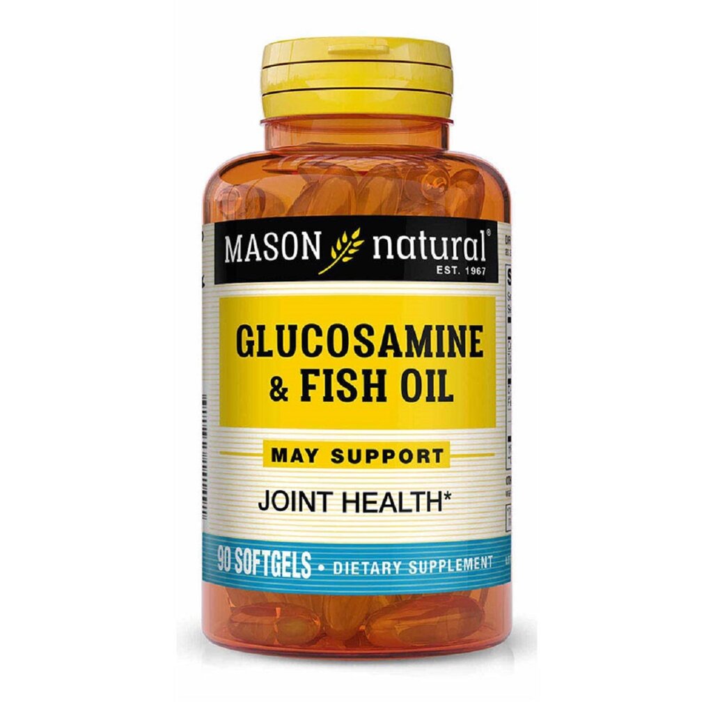 Глюкозамін і Риб'ячий жир Glucosamine & Fish Oil Mason Natural 90 гелевих капсул від компанії Придбай - фото 1