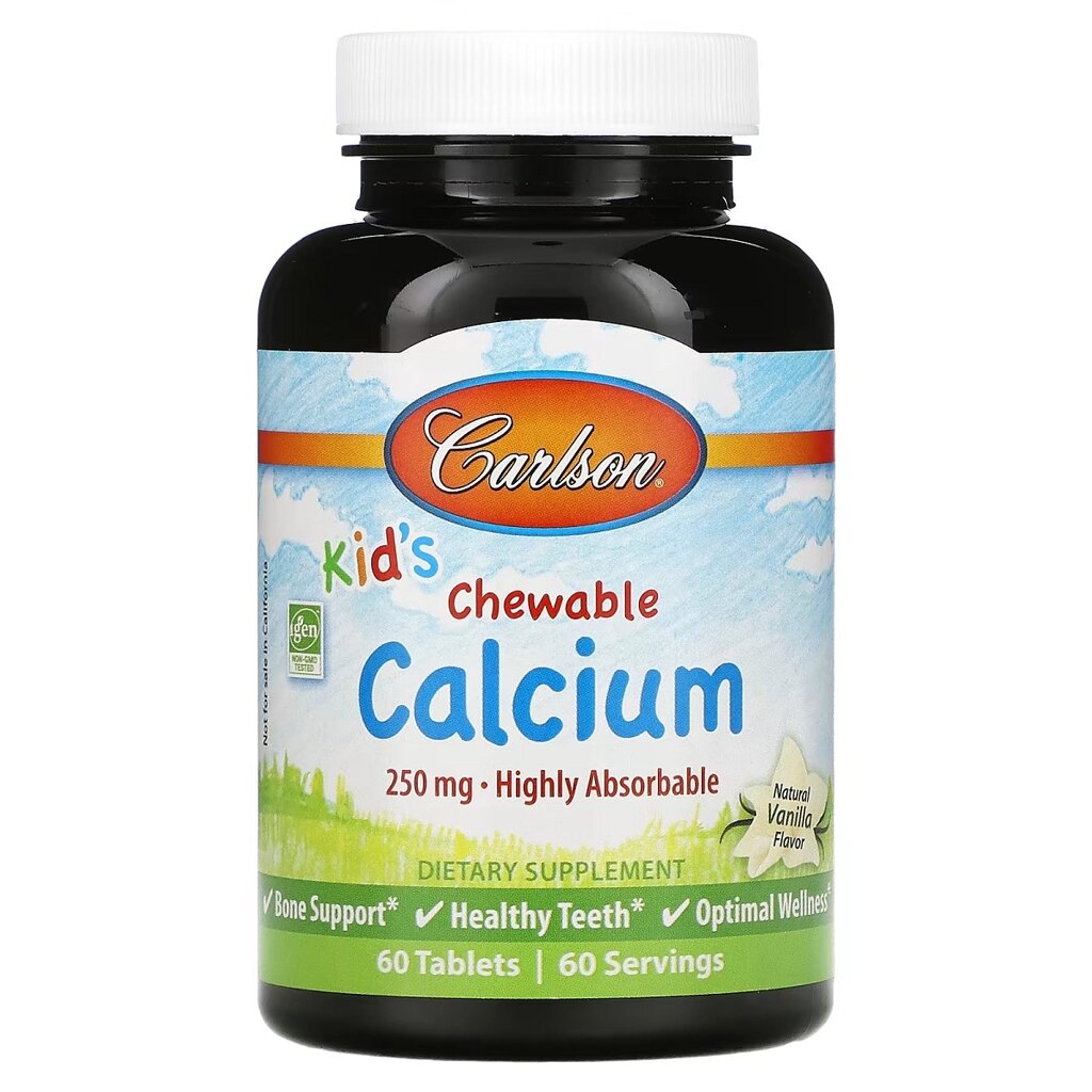 Кальцій дитячий смак ванілі Kid's Chewable Calcium Carlson 60 жувальних пігулок від компанії Придбай - фото 1