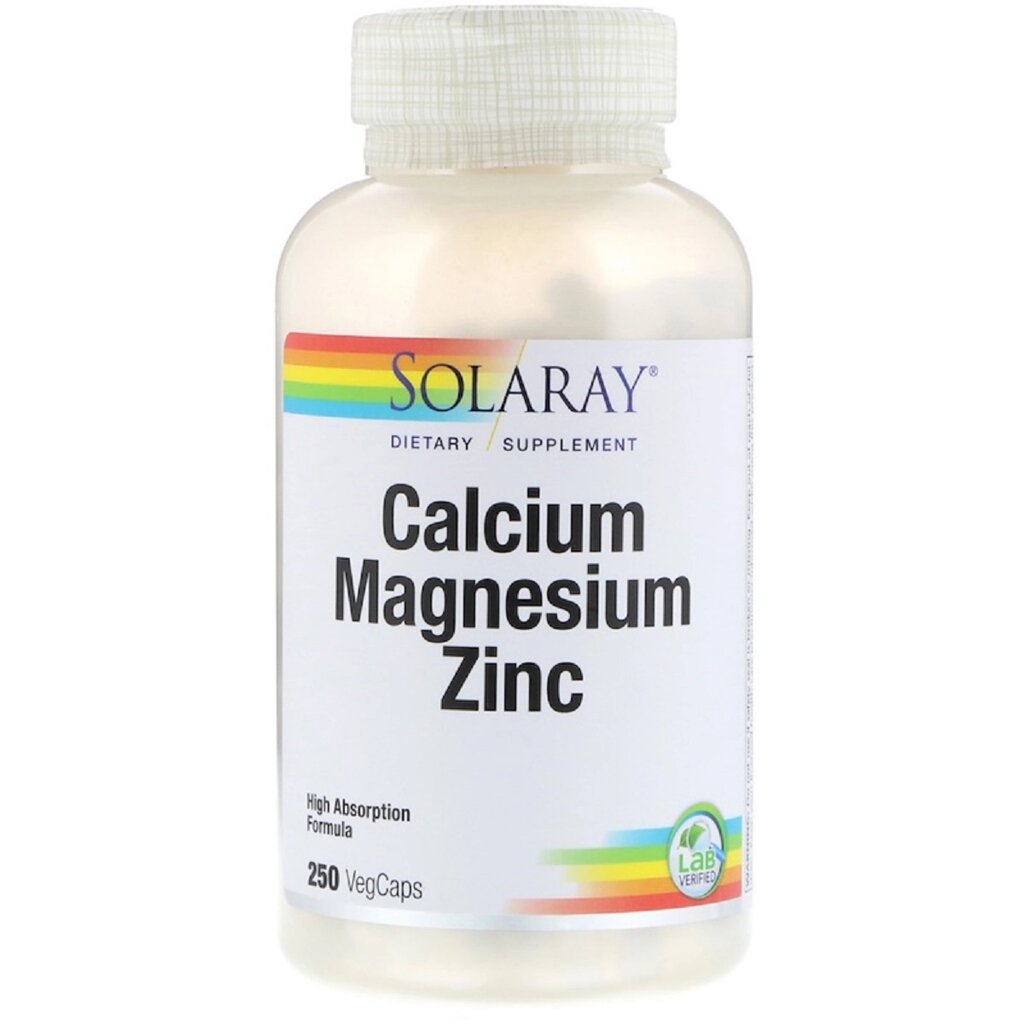 Кальцій Магній Цинк, Calcium Magnesium Zinc, Solaray, 250 капсул від компанії Придбай - фото 1