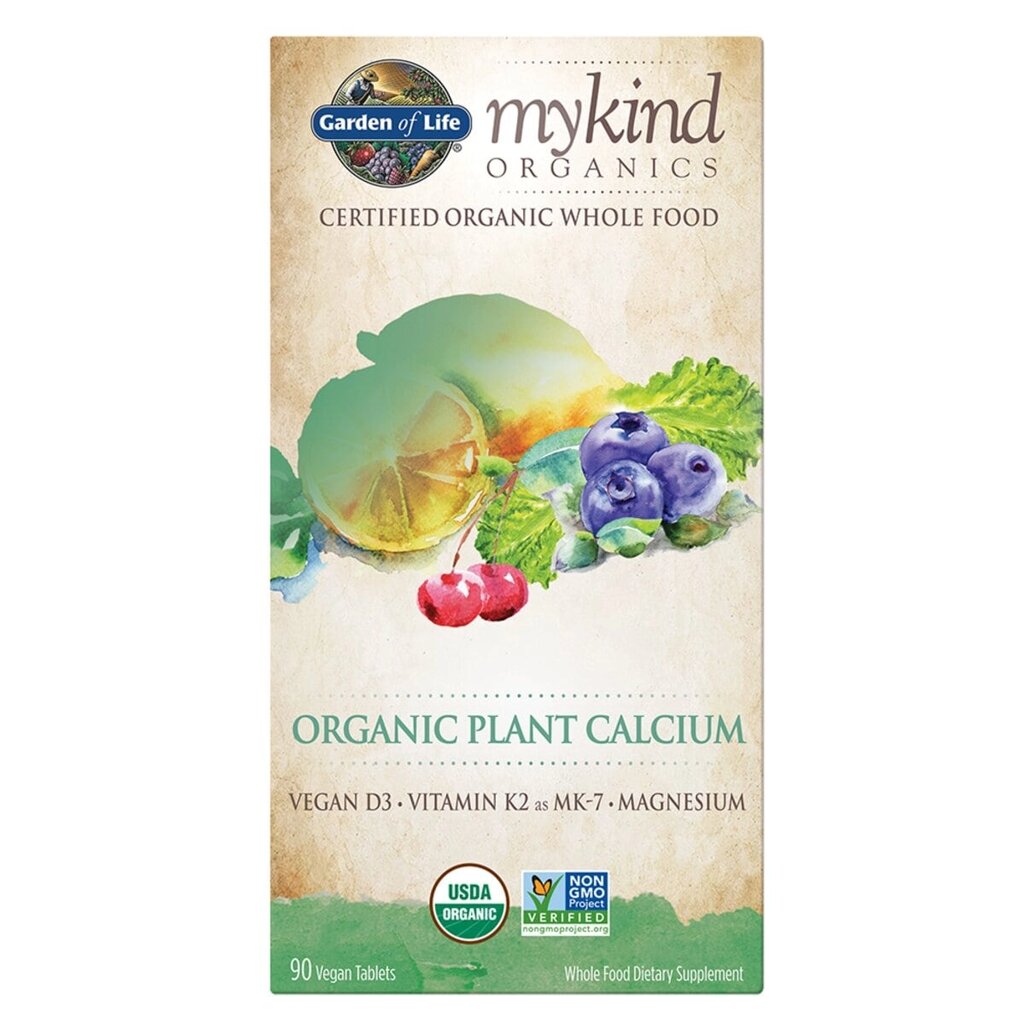 Кальцій Органічний, Organic Plant Calcium, MyKind Organics, Garden of Life, 90 таблеток від компанії Придбай - фото 1