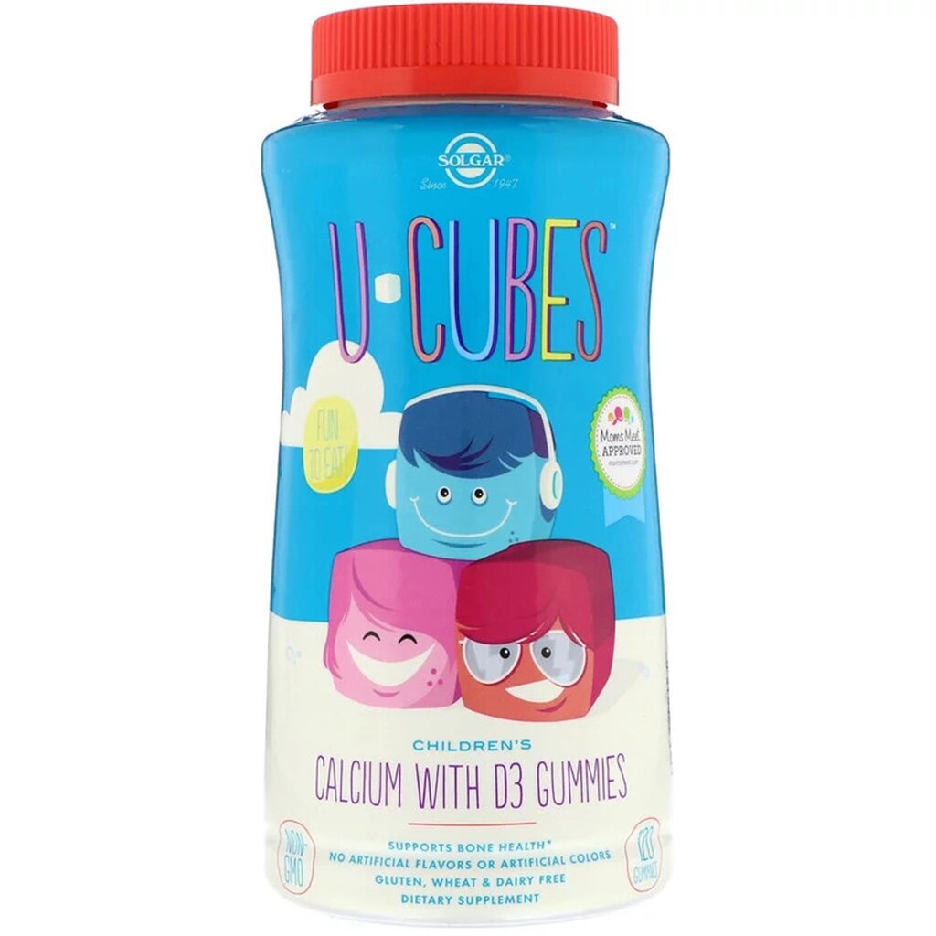 Кальцій з D3 для Дітей, U-Cubes, Children's Calcium With D3, Solgar, 120 жувальних цукерок від компанії Придбай - фото 1