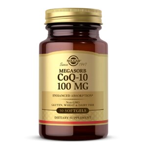 Коензім Q-10, Megasorb CoQ-10, 100 мг, Solgar, 30 гелевих капсул