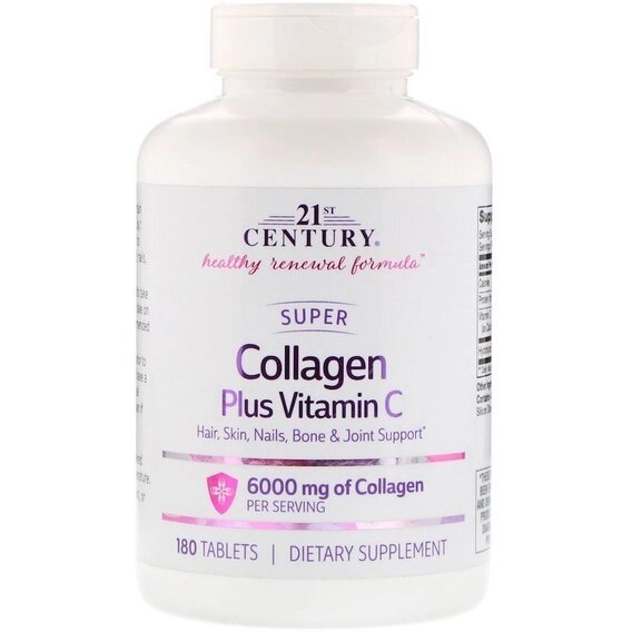 Колаген 21st Century Super Collagen Plus Vitamin C 6000 mg 180 Tabs від компанії Придбай - фото 1