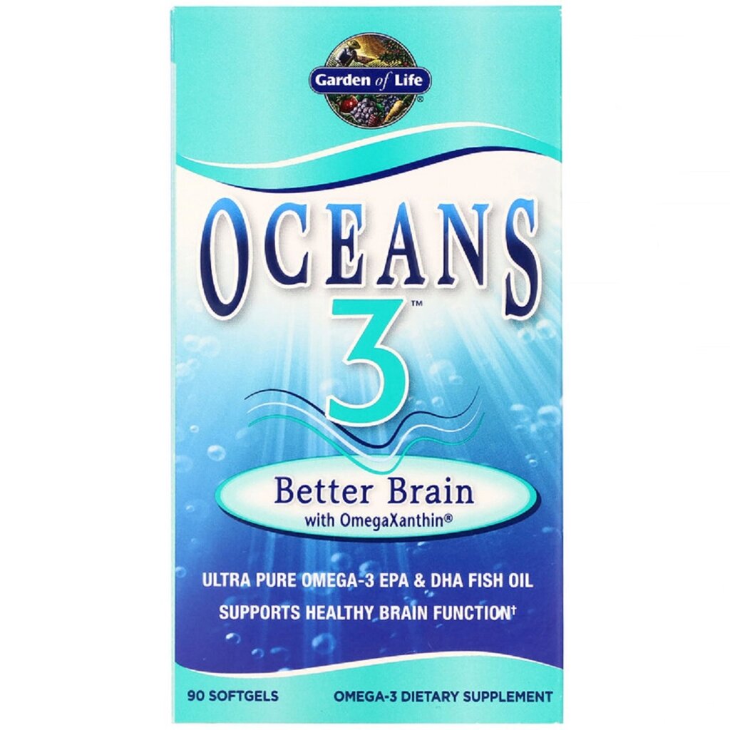 Комплекс Для підтримки мозку з омега-ксантином, Oceans 3, Better Brain with OmegaXanthin, Garden of Life, 90 м'яких від компанії Придбай - фото 1