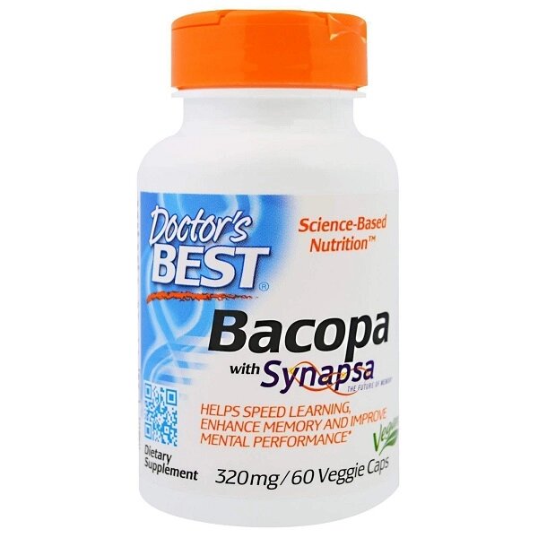 Комплекс для профілактики роботи головного мозку Doctor's Best Bacopa With Synapsa 320 mg 60 Veg Caps від компанії Придбай - фото 1