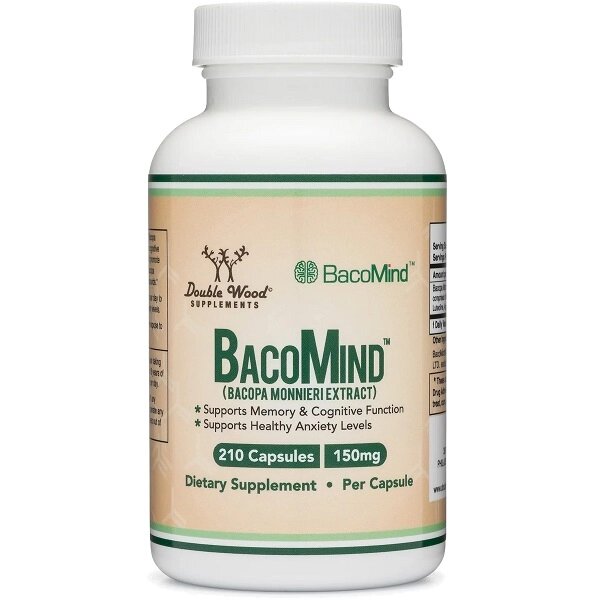 Комплекс для профілактики роботи головного мозку Double Wood Supplements Bacomind Bacopa Extract 150 mg 210 Caps від компанії Придбай - фото 1