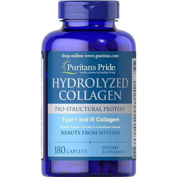 Комплекс для шкіри, волосся, нігтів Puritan's Pride Hydrolyzed Collagen 1000 mg 180 Caplets від компанії Придбай - фото 1