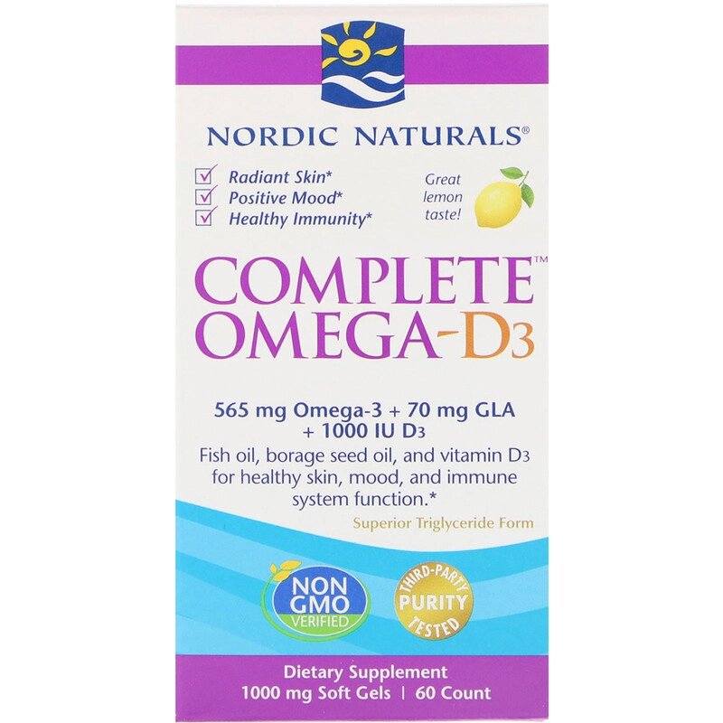 Комплекс Омега-D3 1000 мг Nordic Naturals Лимон 60 гелевих капсул від компанії Придбай - фото 1