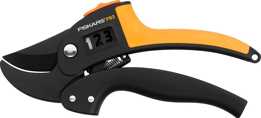 Контактний секатор із храповим механізмом Fiskars PowerStep P83 111670 (1000575) від компанії Придбай - фото 1