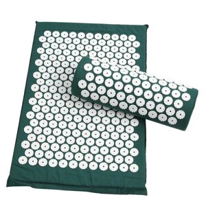 Килимок масажно-акупунктурний з подушкою Life style Acupressure Mat and Pillow Set 64х40см Темно-зелений