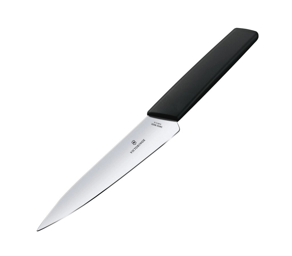 Кухонний універсальний ніж Victorinox Swiss Modern Kitchen 15 см. Чорний (6.9013.15B) від компанії Придбай - фото 1