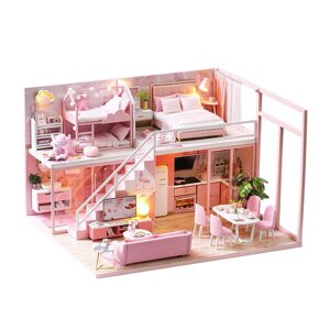 Ляльковий будинок конструктор DIY Cute Room L-027 Pink house 3D (5799-19403)