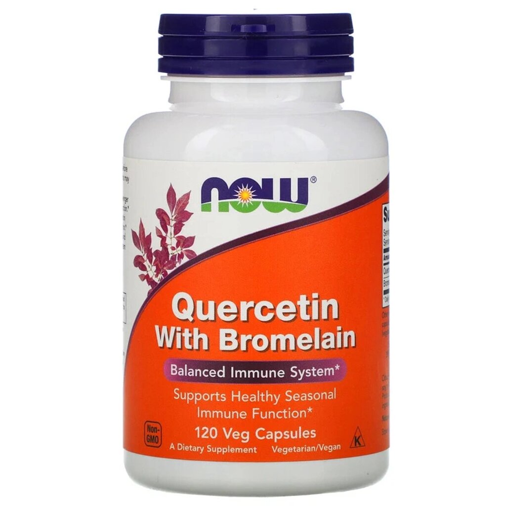 Кверцетин з Бромелайном, Quercetin with Bromelain, Now Foods, 120 вегетаріанських капсул від компанії Придбай - фото 1