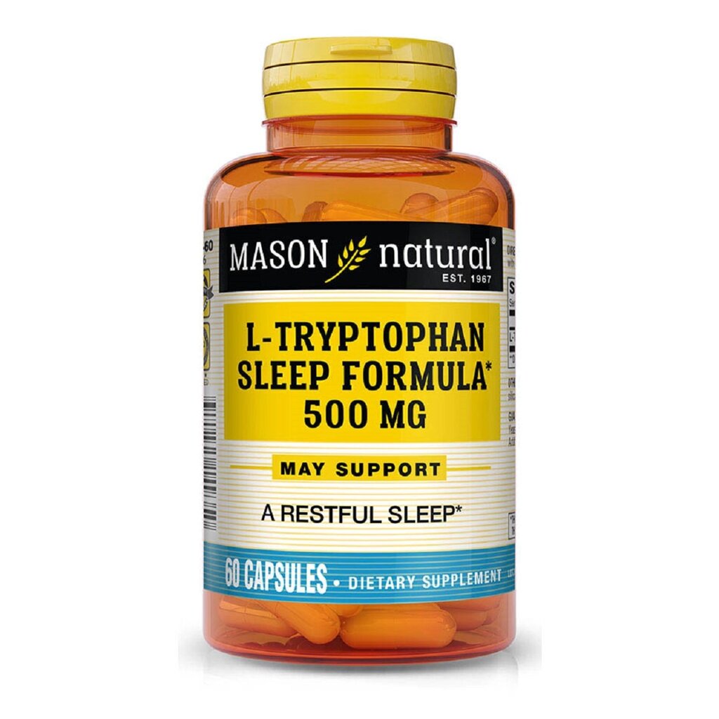 L-триптофан 500 мг Формула для сну L-Tryptophan Sleep Formula Mason Natural 60 капсул від компанії Придбай - фото 1