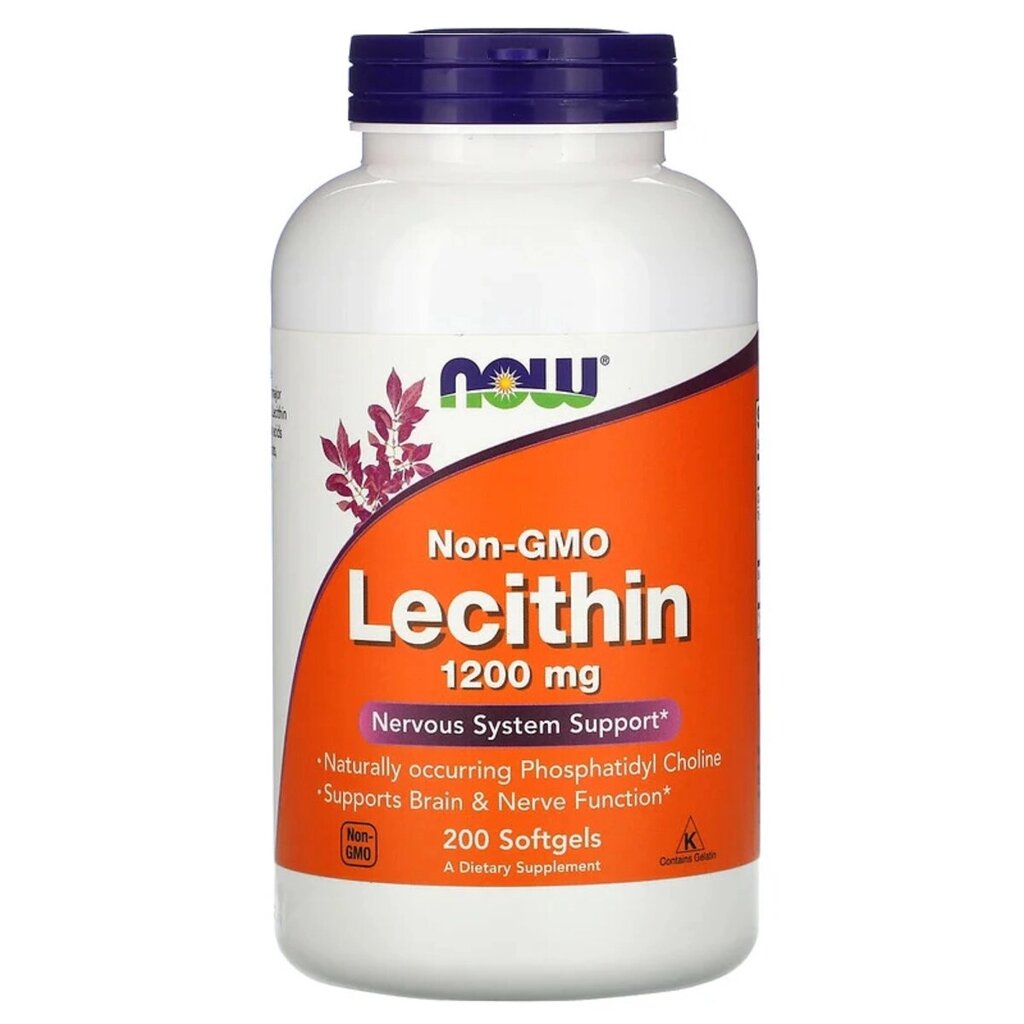 Лецитин 1200мг, Lecithin, Now Foods, 200 желатинових капсул від компанії Придбай - фото 1