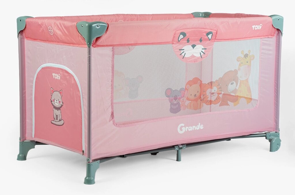 Ліжко-манеж прямокутний Toti 126 х 75 х 65 см Pink (152649) від компанії Придбай - фото 1