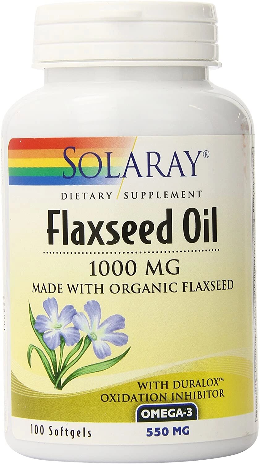 Лляна олія Flaxseed Oil Solaray 1000 мг 100 гелевих капсул від компанії Придбай - фото 1