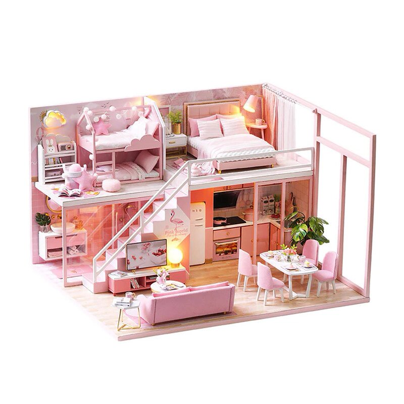 Ляльковий будинок конструктор DIY Cute Room L-027 Pink house 3D (5799-19403) від компанії Придбай - фото 1