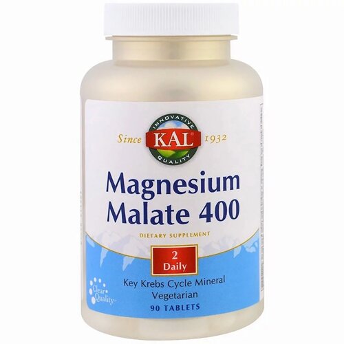 Магній Малат, Magnesium Malate, KAL, 400 мг, 90 пігулок