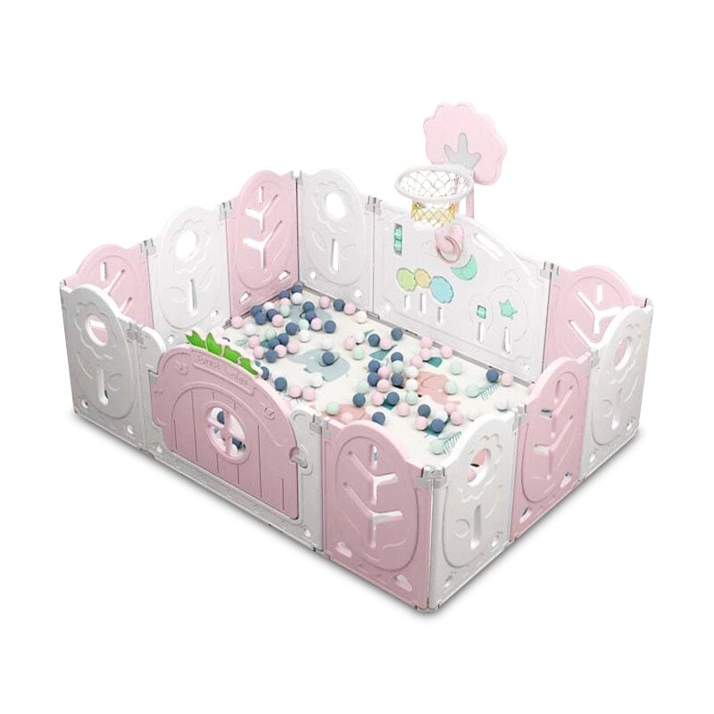 Манеж BabyPlayPen "Магічної ліс" вбудоване баскетбольне кільце 123*165*62 см Рожевий від компанії Придбай - фото 1