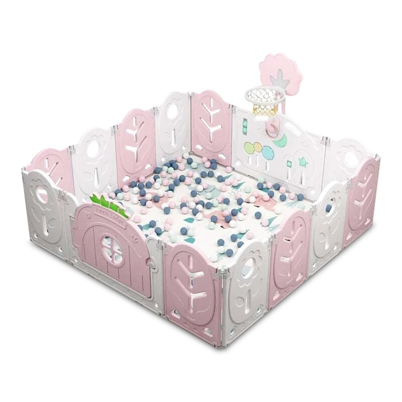 Манеж BabyPlayPen "Магічної ліс" вбудоване баскетбольне кільце 165*165*62 см Рожевий від компанії Придбай - фото 1