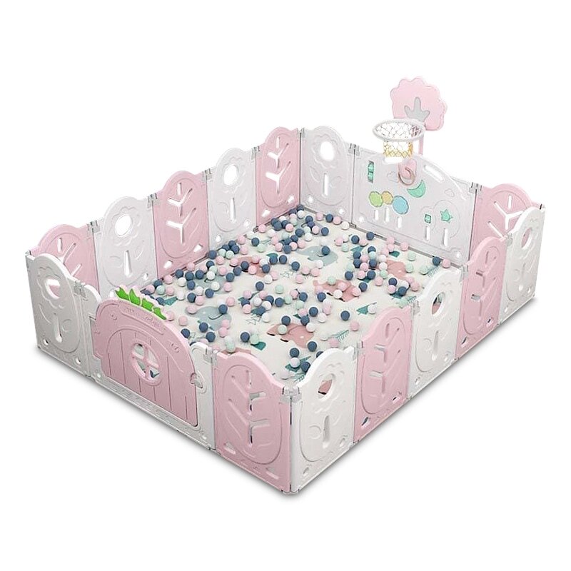 Манеж BabyPlayPen "Магічної ліс" вбудоване баскетбольне кільце 165*205*62 см Рожевий від компанії Придбай - фото 1