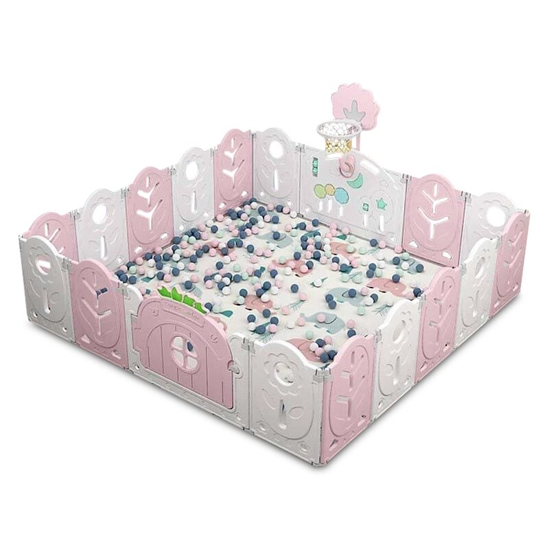 Манеж BabyPlayPen "Магічної ліс" вбудоване баскетбольне кільце 205*205*62 см Рожевий від компанії Придбай - фото 1