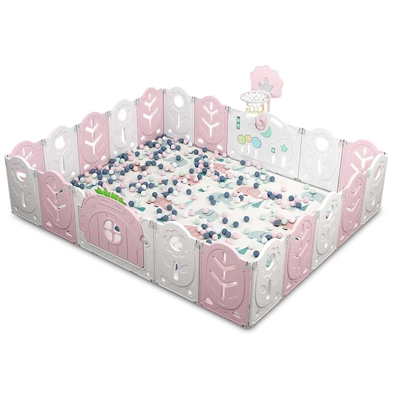 Манеж BabyPlayPen "Магічної ліс" вбудоване баскетбольне кільце 205*246*62 см Рожевий від компанії Придбай - фото 1