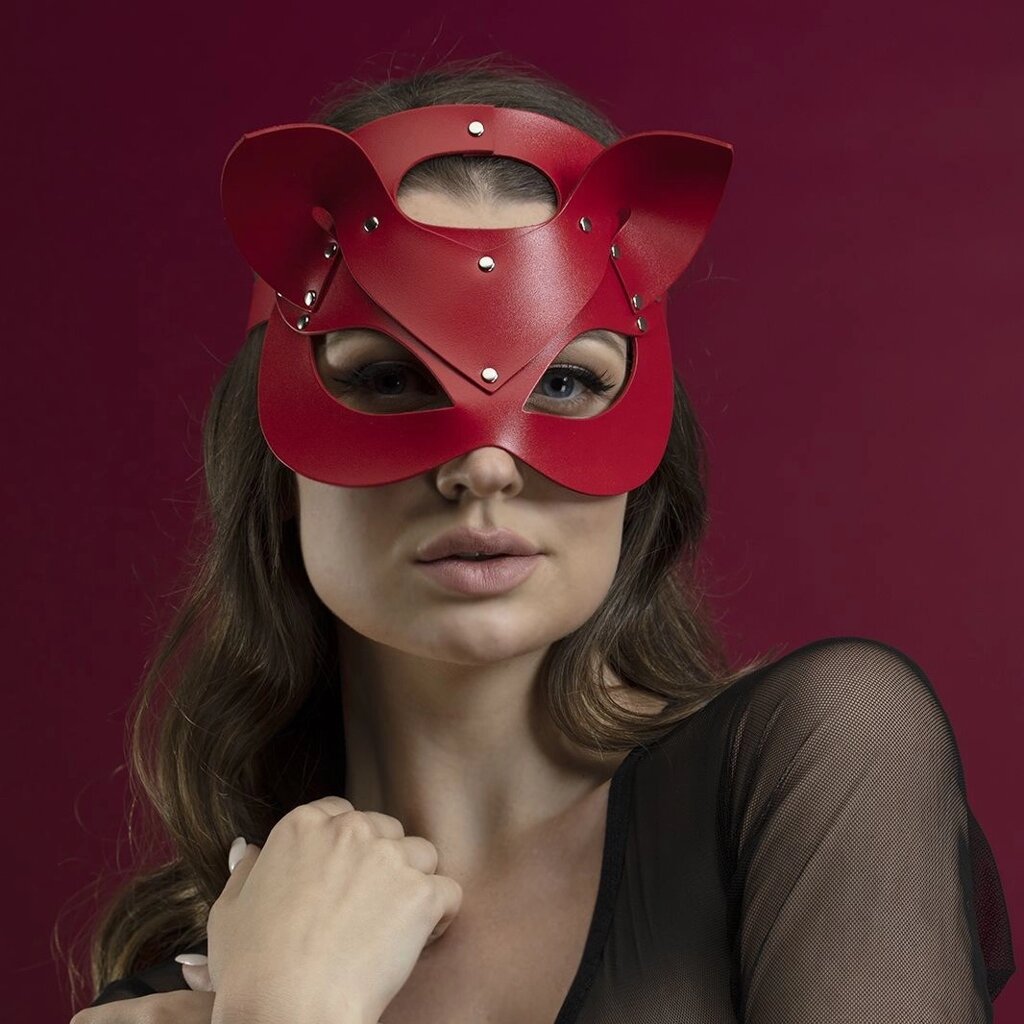 Маска кішки Feral Fillings Catwoman Mask натуральна шкіра Червоний (SO3407) від компанії Придбай - фото 1