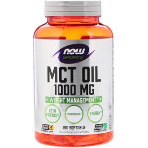 Олія МСТ, MCT Oil, Now Foods, 1000 мг, 150 желатинових капсул