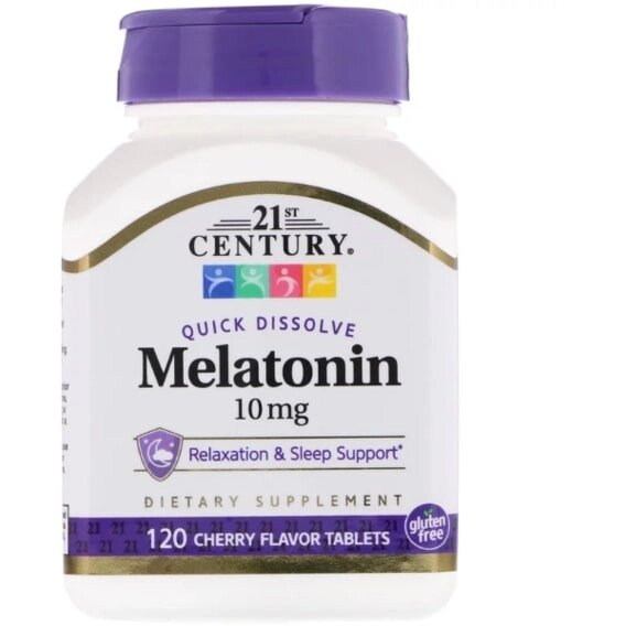 Мелатонін для сну 21st Century Melatonin, Quick Dissolve 10 mg 120 Tabs Cherry Flavor CEN-27503 від компанії Придбай - фото 1